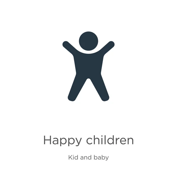 Gelukkige kinderen icoon vector. Trendy platte gelukkige kinderen icoon van kinderen en baby collectie geïsoleerd op witte achtergrond. Vector illustratie kan worden gebruikt voor web en mobiele grafische vormgeving, logo, eps10 — Stockvector