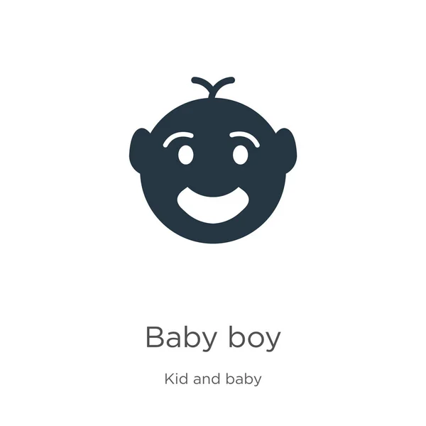 Baby jongen icoon vector. Trendy platte baby jongen icoon van kid en baby collectie geïsoleerd op witte achtergrond. Vector illustratie kan worden gebruikt voor web en mobiele grafische vormgeving, logo, eps10 — Stockvector