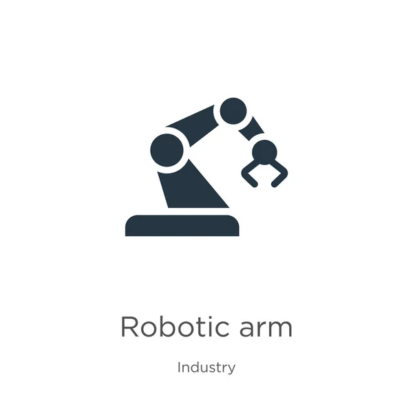 Robot kol ikonu vektörü. Beyaz arka planda izole edilmiş endüstriyel koleksiyondaki moda düz robot kol ikonu. Vektör illüstrasyonu web ve mobil grafik tasarımı, logo, eps10 için kullanılabilir