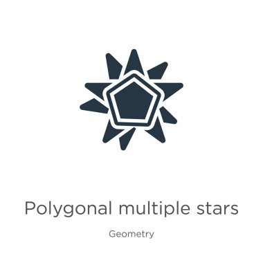 Çoklu çoklu yıldız ikon vektörü. Beyaz arkaplanda izole edilmiş geometri koleksiyonundan modaya uygun düz çokgen çoklu yıldız simgesi. Vektör illüstrasyonu web ve mobil grafik için kullanılabilir