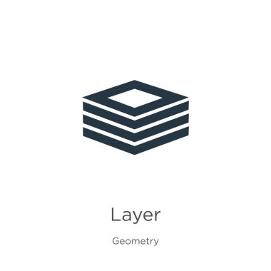 Katman simgesi vektörü. Geometri koleksiyonundan moda düz katman simgesi beyaz arkaplanda izole edildi. Vektör illüstrasyonu web ve mobil grafik tasarımı, logo, eps10 için kullanılabilir