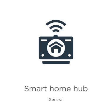 Akıllı ev merkezi ikon vektörü. Beyaz arka planda izole edilmiş genel koleksiyondaki modadan düz akıllı ev merkezi simgesi. Vektör illüstrasyonu web ve mobil grafik tasarımı, logo, eps10 için kullanılabilir