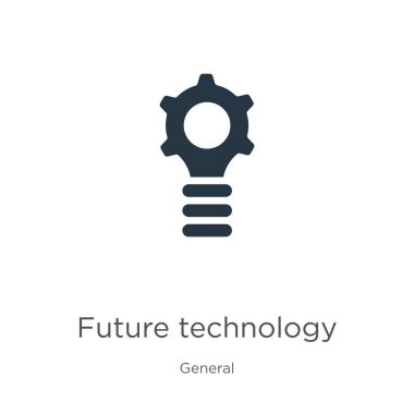 Gelecekteki teknoloji ikon vektörü. Genel koleksiyondaki modaya uygun düz gelecek teknoloji simgesi beyaz arka planda izole edildi. Vektör illüstrasyonu web ve mobil grafik tasarımı, logo, eps10 için kullanılabilir