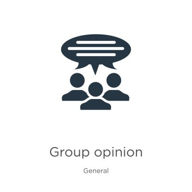 Grup fikir ikonu vektörü. Genel koleksiyondaki moda düz grup fikir simgesi beyaz arkaplanda izole edildi. Vektör illüstrasyonu web ve mobil grafik tasarımı, logo, eps10 için kullanılabilir