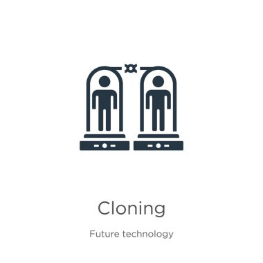 Simge vektörü klonlanıyor. Gelecekteki teknoloji koleksiyonundan moda düz klonlama simgesi beyaz arka planda izole edildi. Vektör illüstrasyonu web ve mobil grafik tasarımı, logo, eps10 için kullanılabilir