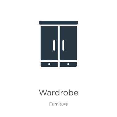 Kostüm ikonu vektörü. Moda koleksiyonundan moda düz gardırop ikonu beyaz arka planda izole edilmiş. Vektör illüstrasyonu web ve mobil grafik tasarımı, logo, eps10 için kullanılabilir