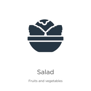 Salata ikonu vektörü. Beyaz arka planda izole edilmiş meyve koleksiyonundan moda düz salata ikonu. Vektör illüstrasyonu web ve mobil grafik tasarımı, logo, eps10 için kullanılabilir