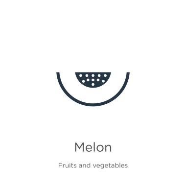 Kavun simgesi vektörü. Beyaz arka planda, meyve koleksiyonundan moda düz kavun ikonu izole edildi. Vektör illüstrasyonu web ve mobil grafik tasarımı, logo, eps10 için kullanılabilir