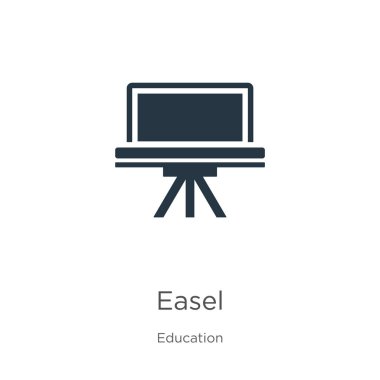 Easel simge vektörü. Beyaz arka planda, eğitim koleksiyonundan izole edilmiş modaya uygun düz taban simgesi. Vektör illüstrasyonu web ve mobil grafik tasarımı, logo, eps10 için kullanılabilir