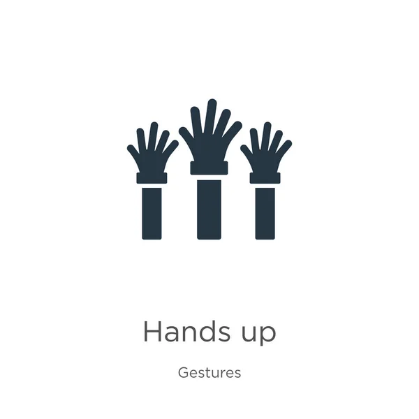 Mãos para cima vetor ícone. Trendy flat hands up ícone da coleção de gestos isolados no fundo branco. Ilustração vetorial pode ser usado para web e design gráfico móvel, logotipo, eps10 — Vetor de Stock