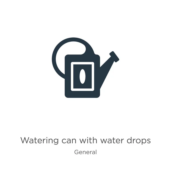 Riego puede con gotas de agua icono vector. Regadera plana de moda con gotas de agua icono de la colección general aislado sobre fondo blanco. La ilustración vectorial se puede utilizar para web y móvil — Vector de stock