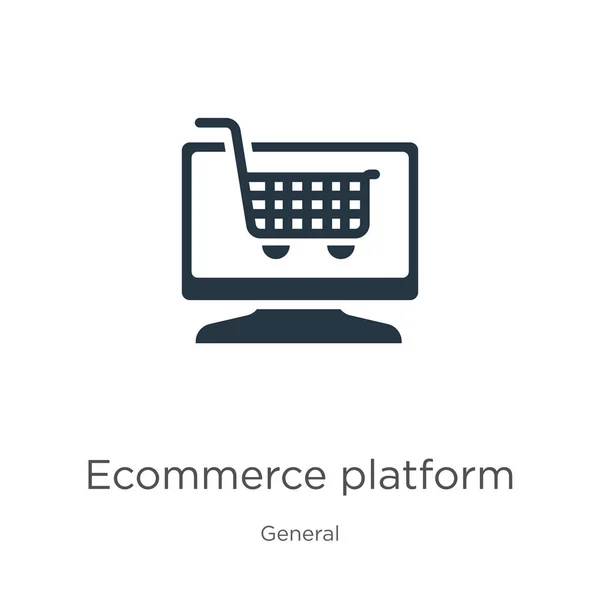 Ticaret platformu ikon vektörü. Genel koleksiyondaki modaya uygun düz ekommerce platform simgesi beyaz arkaplanda izole edildi. Vektör illüstrasyonu web ve mobil grafik tasarımı, logo, eps10 için kullanılabilir