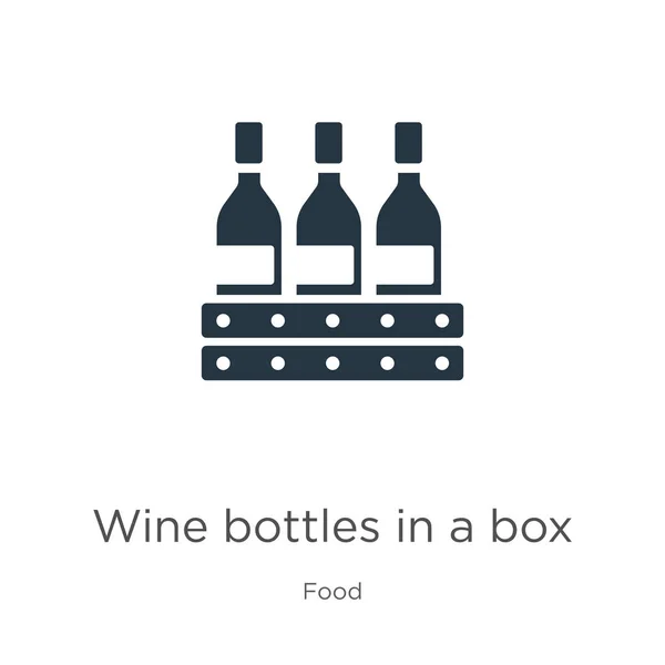 Bouteilles de vin dans un vecteur icône boîte. Bouteilles de vin plates tendance dans une icône de boîte de la collection alimentaire isolée sur fond blanc. L'illustration vectorielle peut être utilisée pour la conception graphique web et mobile, logo , — Image vectorielle