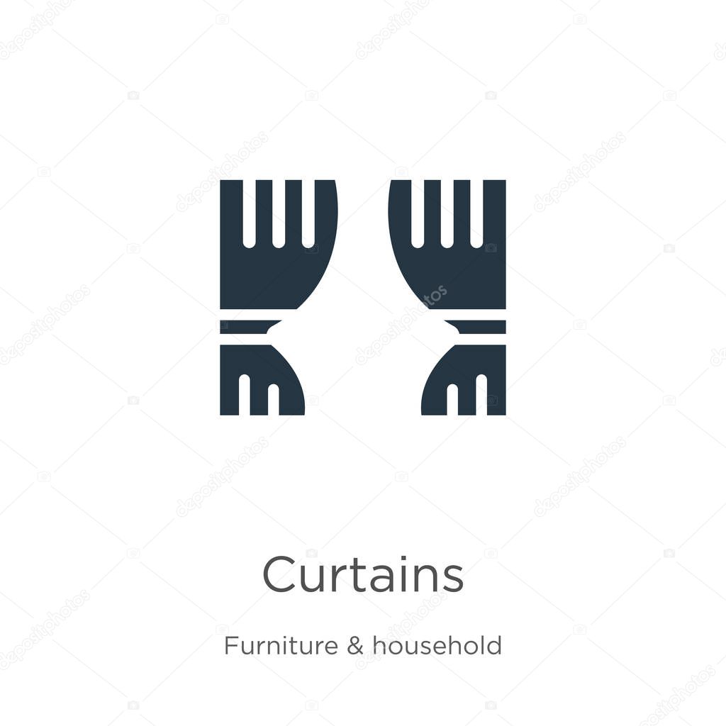 Curtains icon vector. Trendy flat curtains icon from furniture & household collection isolated on white background. Vector illustration can be used for web and mobile graphic design, logo, eps10