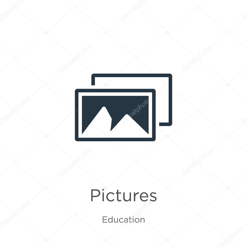 Pictures icon vector. Trendy flat pictures icon from education collection isolated on white background. Vector illustration can be used for web and mobile graphic design, logo, eps10