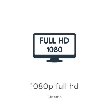 1080p tam HD simge vektörü. Moda daire 1080p beyaz arka planda izole edilmiş sinema koleksiyonundan tam HD simgesi. Vektör illüstrasyonu web ve mobil grafik tasarımı, logo, eps10 için kullanılabilir