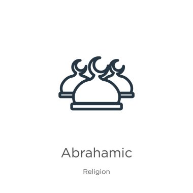 Abrahamic ikonu. Din koleksiyonundan beyaz arkaplanda izole edilmiş ince çizgisel abrahamik ana hat ikonu. Çizgi vektör abrahamik işareti, ağ ve mobil sembolü