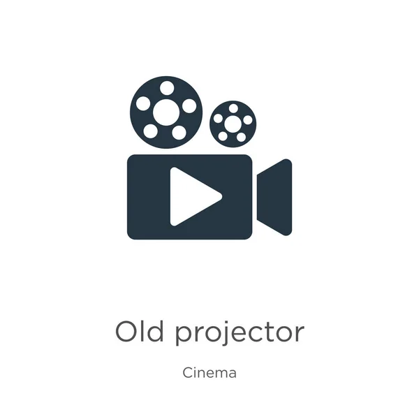 오래 된 프로젝터 아이콘 벡터. 백색 배경에 고립된 영화 컬렉션의 세련 된 평면 프로젝터 아이콘. 벡터 일러스트는 웹 및 모바일 그래픽 디자인, 로고 , eps10 에 사용 할 수있습니다. — 스톡 벡터