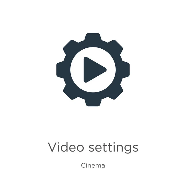 ビデオ設定アイコンベクトル。白い背景に隔離された映画コレクションからトレンディなフラットビデオ設定アイコン。ベクターイラストは、ウェブやモバイルグラフィックデザイン、ロゴ、 eps10に使用できます。 — ストックベクタ
