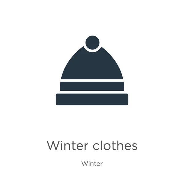 Вектор значка зимней одежды. Иконка модной плоской зимней одежды из зимней коллекции выделена на белом фоне. Векторная иллюстрация может быть использована для веб и мобильного графического дизайна, логотипа, eps10 — стоковый вектор