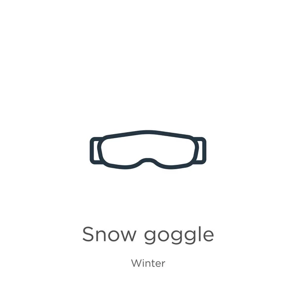 Icono de gafas de nieve. Icono de contorno de gafas de nieve lineales delgadas aisladas sobre fondo blanco de la colección de invierno. Signo de gafas de nieve vector de línea, símbolo para web y móvil — Vector de stock