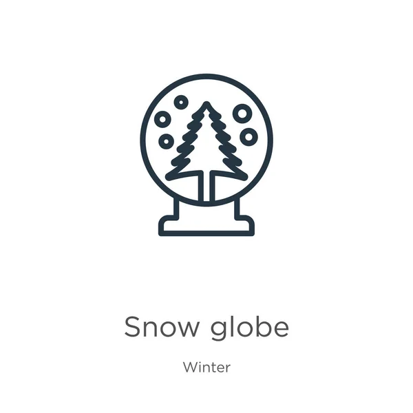 Icono bola de nieve. Esquema delgada bola de nieve lineal icono aislado sobre fondo blanco de la colección de invierno. Línea vector bola de nieve signo, símbolo para web y móvil — Vector de stock