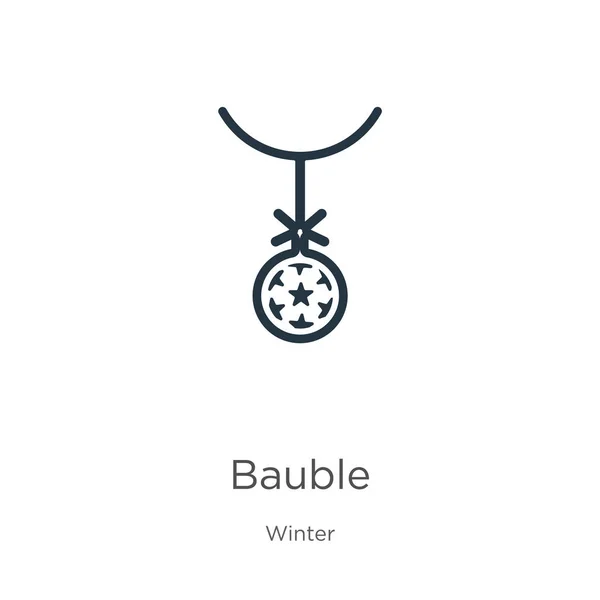 Icono de Bauble. Icono del contorno de la bola lineal delgada aislado sobre fondo blanco de la colección de invierno. Línea vector bauble signo, símbolo para web y móvil — Vector de stock