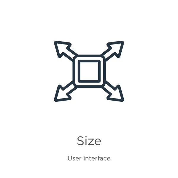 Icono de tamaño. Icono de contorno de tamaño lineal delgado aislado en fondo blanco de la colección de interfaces de usuario. Signo de tamaño de vector de línea, símbolo para web y móvil — Vector de stock