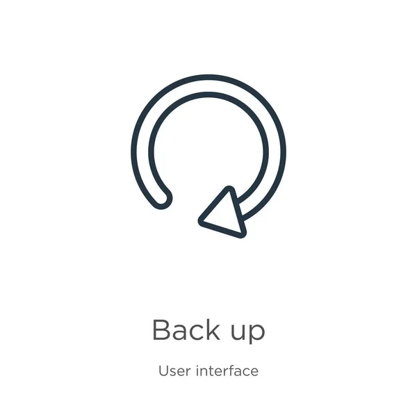 Cofnij ikonę. Cienki liniowy kontur kopii zapasowej ikona odizolowana na białym tle z kolekcji interfejsu użytkownika. Linia wektor zapasowy znak, symbol sieci web i mobile — Wektor stockowy