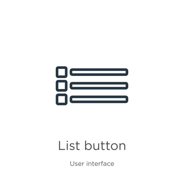 Иконка кнопки списка. Тонкая кнопка линейного списка - контур значка, выделенного на белом фоне из коллекции пользовательских интерфейсов. Знак векторного списка строк, символ для веб и мобильных телефонов — стоковый вектор