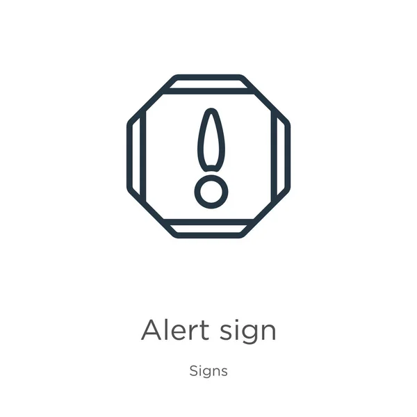 Alert sign icon. Thin linear alert sign outline icon isolated on white background from signs collection. Line vector alert sign sign, symbol for web and mobile — ストックベクタ