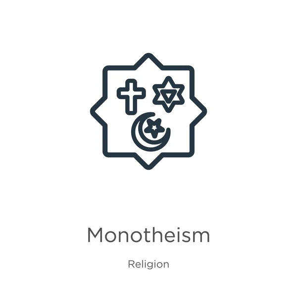 Ікона монотеїзму. Тонкий лінійний монотеїзм окреслює ікону, ізольовану на білому тлі від релігійної колекції. Знак лінії векторного монотеїзму, символ веб та мобільних пристроїв — стоковий вектор