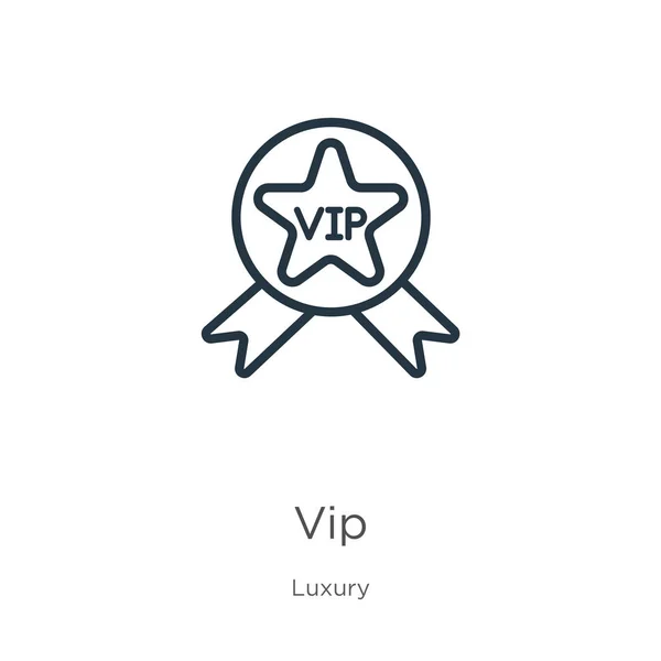 Ícone Vip. Ícone de contorno vip linear fino isolado no fundo branco da coleção de luxo. Vetor de linha sinal vip, símbolo para web e móvel — Vetor de Stock