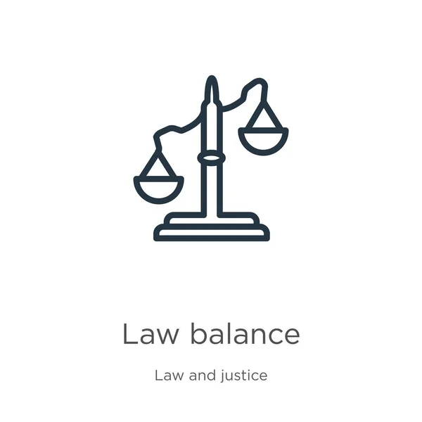 Icono de equilibrio legal. Delgado equilibrio lineal de la ley esbozan icono aislado sobre fondo blanco de la ley y la justicia colección. Línea vector ley equilibrio signo, símbolo para web y móvil — Vector de stock