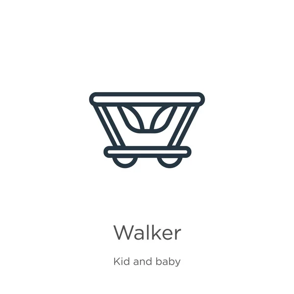 Walker icoon. Dunne lineaire walker outline icoon geïsoleerd op witte achtergrond van kind en baby collectie. Line vector walker teken, symbool voor web en mobiel — Stockvector