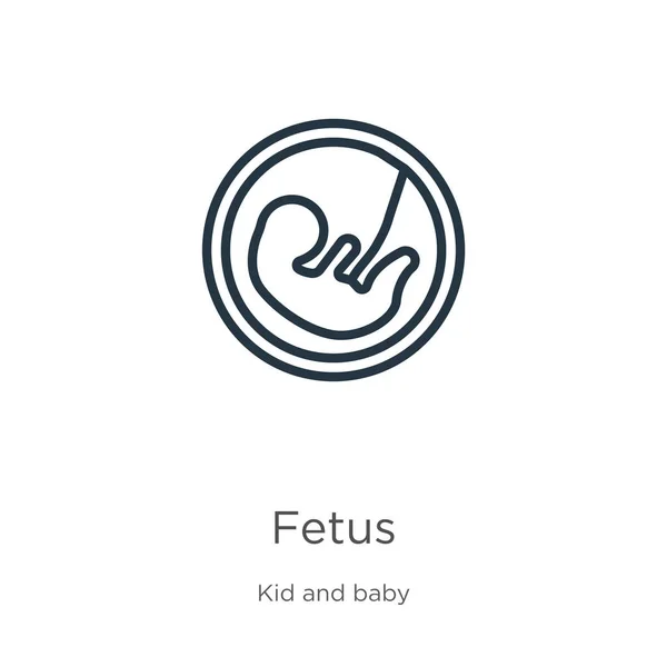 Een foetus icoon. Dunne lineaire foetus outline icoon geïsoleerd op witte achtergrond van kind en baby collectie. Line vector foetus teken, symbool voor web en mobiel — Stockvector