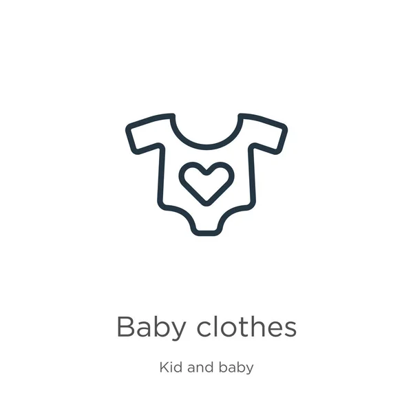 Icono de ropa de bebé. Delgadas prendas lineales para bebés esbozan un icono aislado sobre fondo blanco de la colección para niños y bebés. Línea vector bebé ropa signo, símbolo para web y móvil — Vector de stock