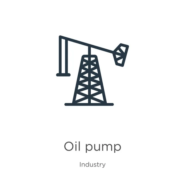 Icône pompe à huile. Icône de contour de pompe à huile linéaire mince isolée sur fond blanc de la collection de l'industrie. Signe de pompe à huile vectorielle de ligne, symbole pour la toile et mobile — Image vectorielle