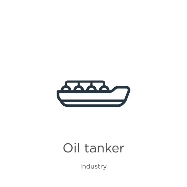 Icono petrolero. Icono delgada de contorno de petrolero lineal aislado sobre fondo blanco de la colección de la industria. Signo de petrolero vector de línea, símbolo para web y móvil — Archivo Imágenes Vectoriales