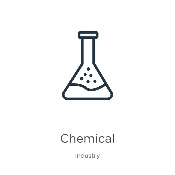 Химическая икона. Тонкий линейный значок химического контура выделен на белом фоне из коллекции промышленности. Линейный векторный химический знак, символ для интернета и мобильного — стоковый вектор