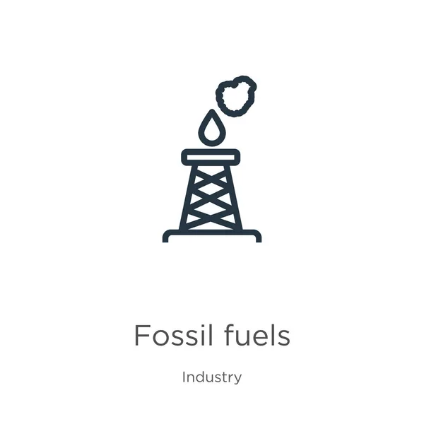 Icono de combustibles fósiles. Los combustibles fósiles lineales delgados esbozan un icono aislado sobre fondo blanco de la colección de la industria. Signo de vector de línea de combustibles fósiles, símbolo para web y móvil — Archivo Imágenes Vectoriales