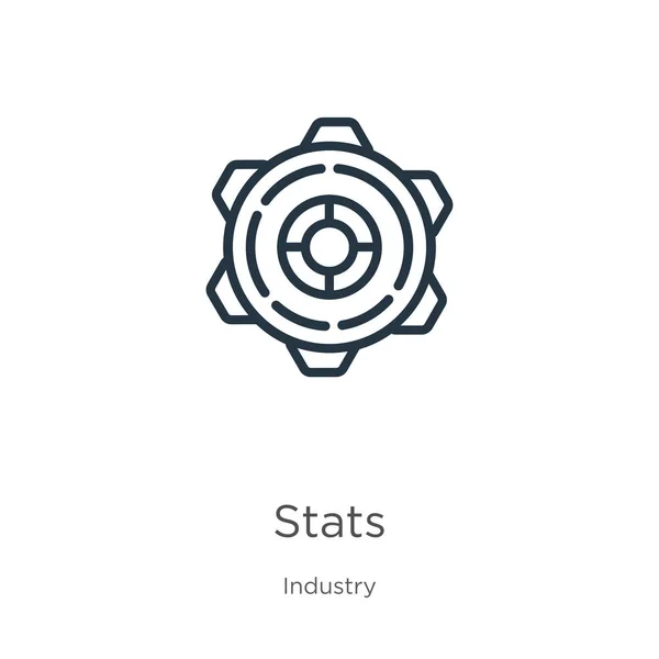 Icono de las estadísticas. Estadísticas lineales delgadas esbozan icono aislado sobre fondo blanco de la colección de la industria. Signo de estadísticas de vector de línea, símbolo para web y móvil — Archivo Imágenes Vectoriales