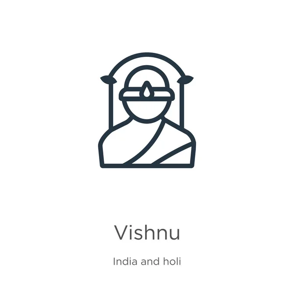 Icono de Vishnu. Icono delgada lineal vishnu contorno aislado sobre fondo blanco de la colección india. Línea vector vishnu signo, símbolo para web y móvil — Vector de stock