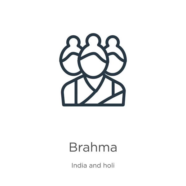 Icono de Brahma. Icono delgada trazo lineal de brahma aislado sobre fondo blanco de la colección india. Línea vector brahma signo, símbolo para web y móvil — Vector de stock