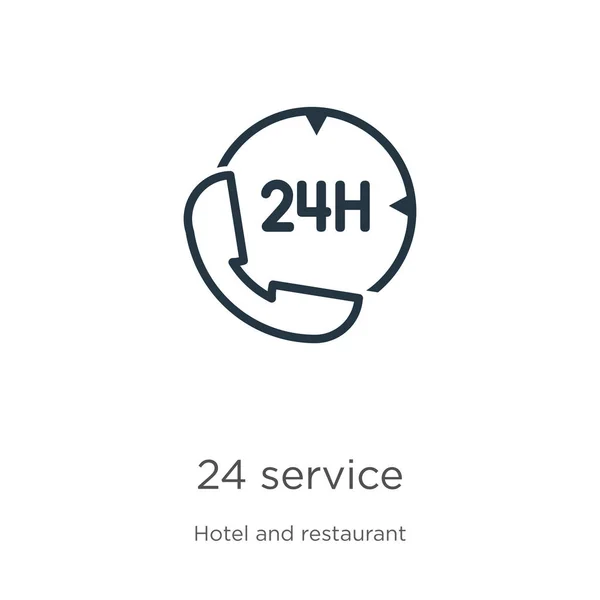 24 εικονίδιο υπηρεσία. Λεπτή γραμμική 24 υπηρεσία περίγραμμα εικονίδιο απομονώνονται σε λευκό φόντο από τη συλλογή του ξενοδοχείου. Γραμμή διάνυσμα 24 σήμα υπηρεσίας, σύμβολο για το διαδίκτυο και το κινητό — Διανυσματικό Αρχείο
