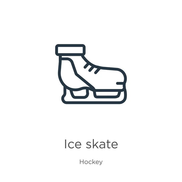 Ícone de patinagem no gelo. Ícone de contorno de skate de gelo linear fino isolado no fundo branco da coleção de hóquei. Vetor de linha sinal de patinação no gelo, símbolo para web e móvel — Vetor de Stock
