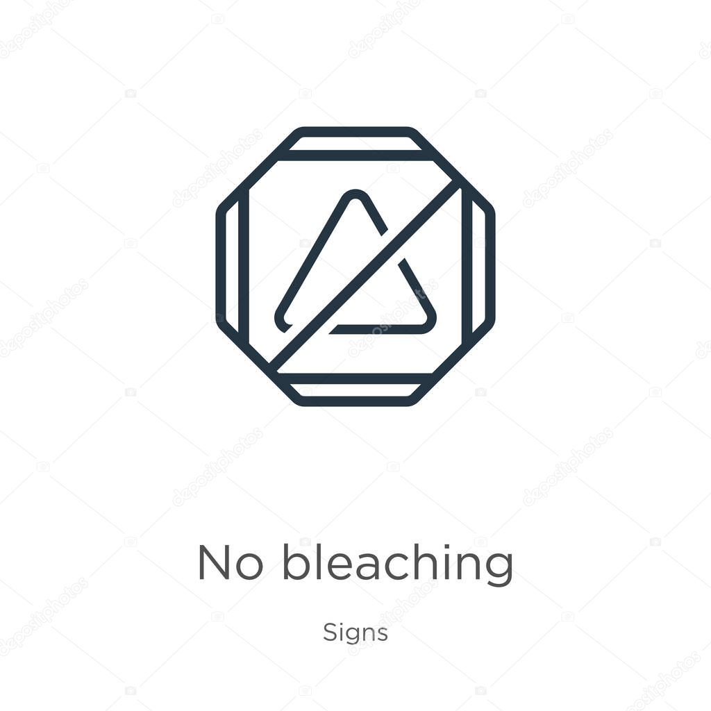 No bleaching icon. Thin linear no bleaching outline icon isolated on white background from signs collection. Line vector no bleaching sign, symbol for web and mobile