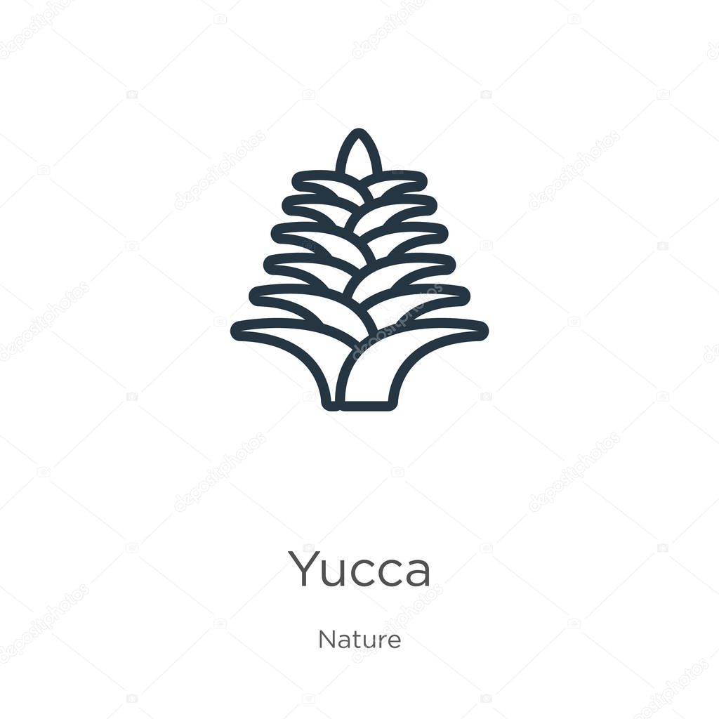 Yucca icon. Thin linear yucca outline icon isolated on white background from nature collection. Line vector yucca sign, symbol for web and mobile