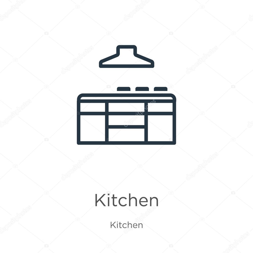 Kitchen icon. Thin linear kitchen outline icon isolated on white background from kitchen collection. Line vector kitchen sign, symbol for web and mobile