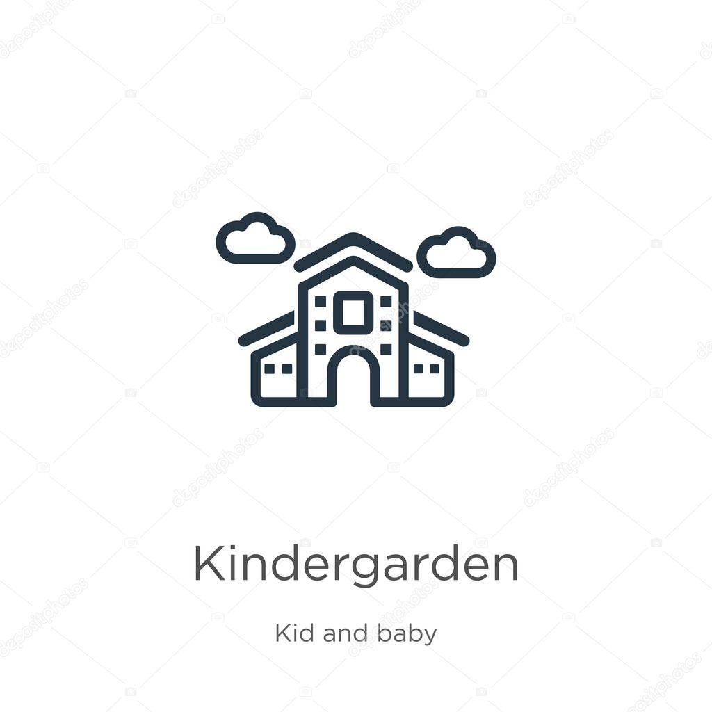 Kindergarden icon. Thin linear kindergarden outline icon isolated on white background from kid and baby collection. Line vector kindergarden sign, symbol for web and mobile